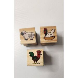 Set of 3 Barnyard Animals Rubber Stamps